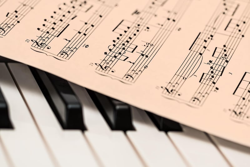 Piano with music sheet